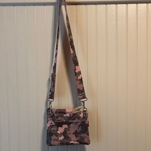 Pink and Brown Camouflage Crossbody Bag